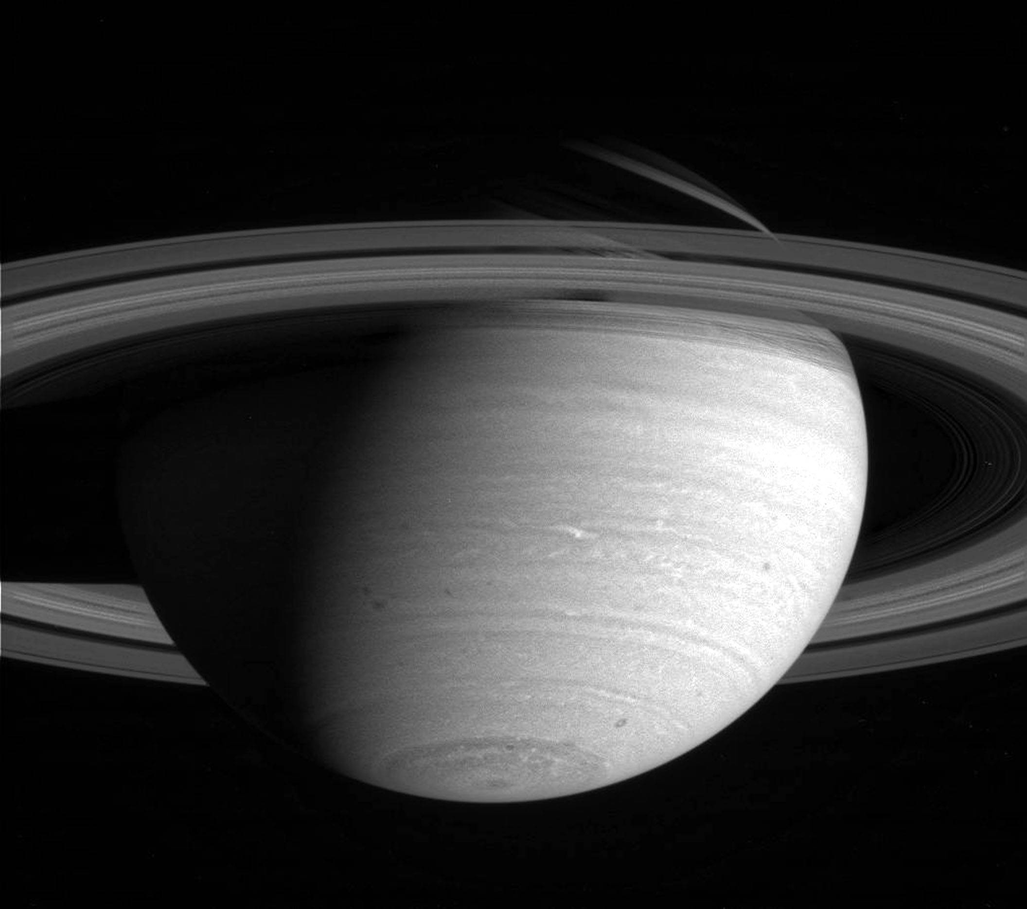 This NASA Cassini Spacecraft image released 02 June, 2004 shows Saturn as seen by Cassini 10 May, at a distance of 27.2 million kilometers (16.9 million miles).  The Cassini-Huygens mission is a cooperative project of NASA, the European Space Agency and the Italian Space Agency. AFP PHOTO/NASA/JPL/Space Science Institute / AFP PHOTO / NASA / HO