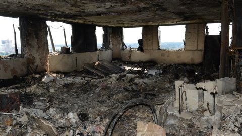 LONDON, UNITED KINGDOM - JUNE 18: (----EDITORIAL USE ONLY – MANDATORY CREDIT - " LONDON METROPOLITAN POLICE SERVICE" - NO MARKETING NO ADVERTISING CAMPAIGNS - DISTRIBUTED AS A SERVICE TO CLIENTS----) An undated handout photo made available by Britain's London Metropolitan Police Service (MPS) on 18 June 2017 shows a view on a burned flat inside the Grenfell Tower, a 24-storey apartment block in North Kensington, West London, United Kingdom. Police investigates the fire at the Grenfell Tower that broke out on 14 June 2017. At least 58 people are now missing and presumed dead in the Grenfell Tower disaster, police have said. This latest figure includes the 30 already confirmed to have died in the fire.The cause of the fire is yet not known.
 London Metropolitan Police Service / Anadolu Agency