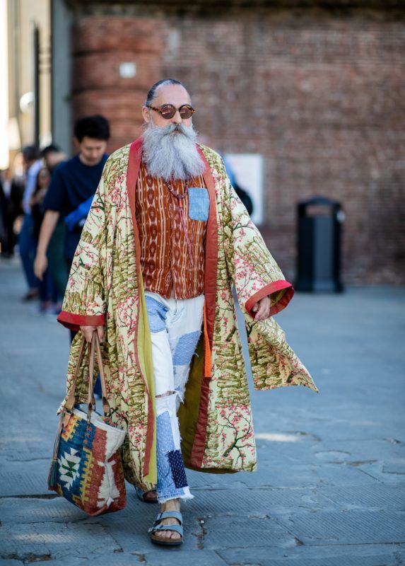 FLORENCE, ITALY - JUNE 14: A guest is seen during the 94th Pitti Immagine Uomo on June 14, 2018 in Florence, Italy. (Photo by Christian Vierig/Getty Images)