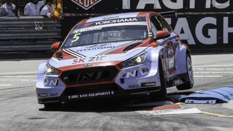 Norbert Michelisz from Hungary in Hyundai i30 N TCR of BRC Racing Team in action during the Race 1 of FIA WTCR 2018 World Touring Car Cup Race of Portugal, Vila Real, June 23, 2018. (Photo by Paulo Oliveira / DPI / NurPhoto via Getty Images)