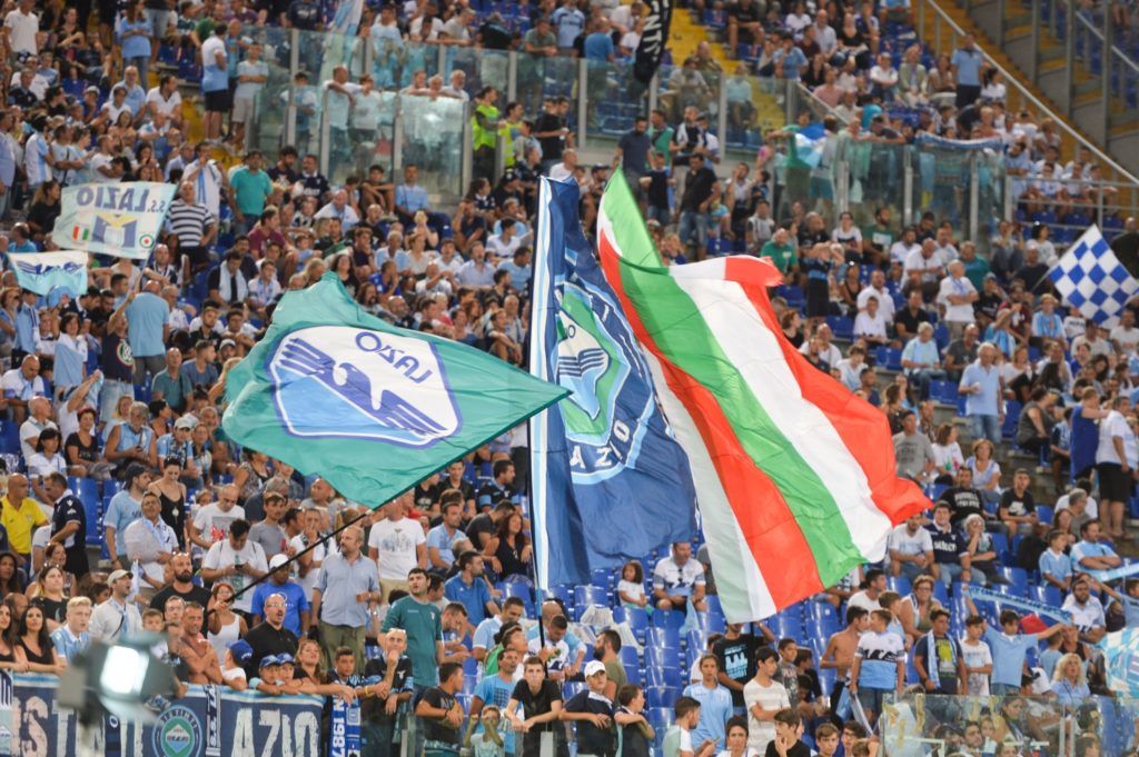 S.S. Lazio supporters, Curva Nord,  during the Italian Serie A football match S.S. Lazio vs Spal at the Olympic Stadium in Rome, august on 20, 2017. (Photo by Silvia Lore/NurPhoto)