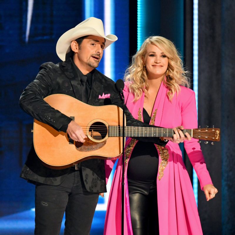 NASHVILLE, TN - NOVEMBER 14:  (FOR EDITORIAL USE ONLY) Brad Paisley and Carrie Underwood perform onstage during the 52nd annual CMA Awards at the Bridgestone Arena on November 14, 2018 in Nashville, Tennessee.  (Photo by Erika Goldring/WireImage,)