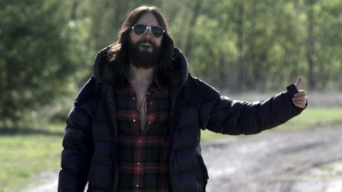 FORT WORTH, TX - APRIL 04:  Jared Leto of Thirty Seconds to Mars visits Texas Motor Speedway on his "Mars Across America" journey on April 4, 2018 in Fort Worth, Texas.  (Photo by Chris Graythen/Getty Images)