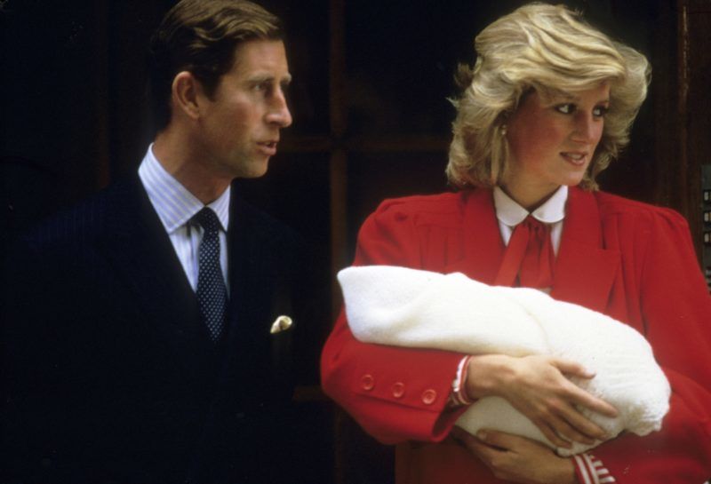 LONDON, UNITED KINGDOM - September 16:  Diana, Princess of Wales and Prince Charles, Prince of Wales leave the Lindo Wing of St. Mary's Hospital following the birth of Prince Harry on September 16, 1984 in London, England.  (Photo by Anwar Hussein/Getty Images)