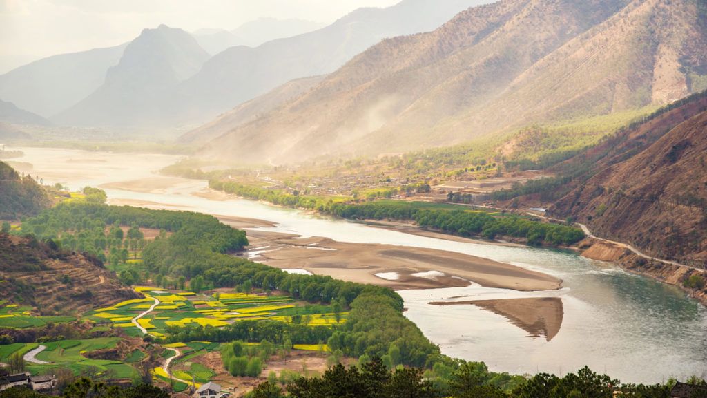 A famous bend of yangtze river in Yunnan Province, China, first curve of yangtze river , Lijiang