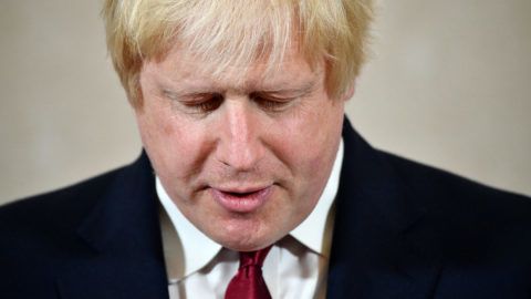 Brexit campaigner and former London mayor Boris Johnson addresses a press conference in central London on June 30, 2016. - Brexit campaigner Boris Johnson said Thursday that he will not stand to succeed Prime Minsiter David Cameron. (Photo by LEON NEAL / AFP)