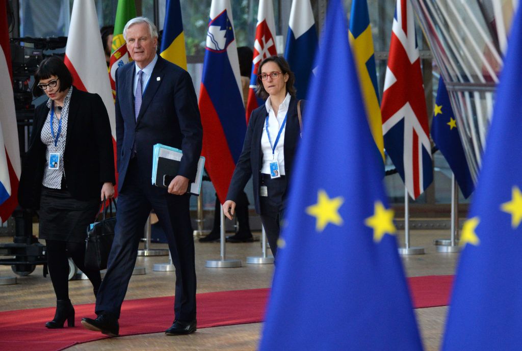 5843768 10.04.2019 European Union's chief Brexit negotiator Michel Barnier arrives at an extraordinary European Union leaders summit to discuss Brexit, in Brussels. Alexey Vitvitsky / Sputnik