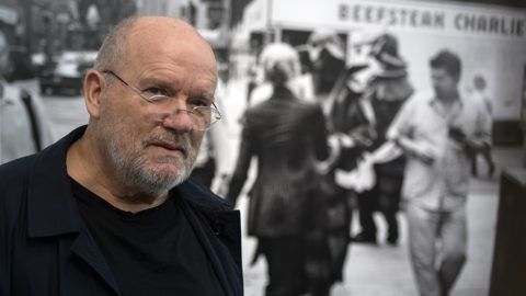 The German photographer Peter Linbergh in front of one his photos in a gallery in†Duesseldorf, Germany, 02 February 2017. The gallery is hosting an exhibition entitled 'Women on Street' presenting the works of the fashion photographer Lindbergh (b. 1944) and American photographer Garry Winogrand (1928-1984). The exhibition runs to the 30.04.17 and features some of Winogrand's rare colour photographs from the 50s and 60s. Photo: Federico Gambarini/dpa